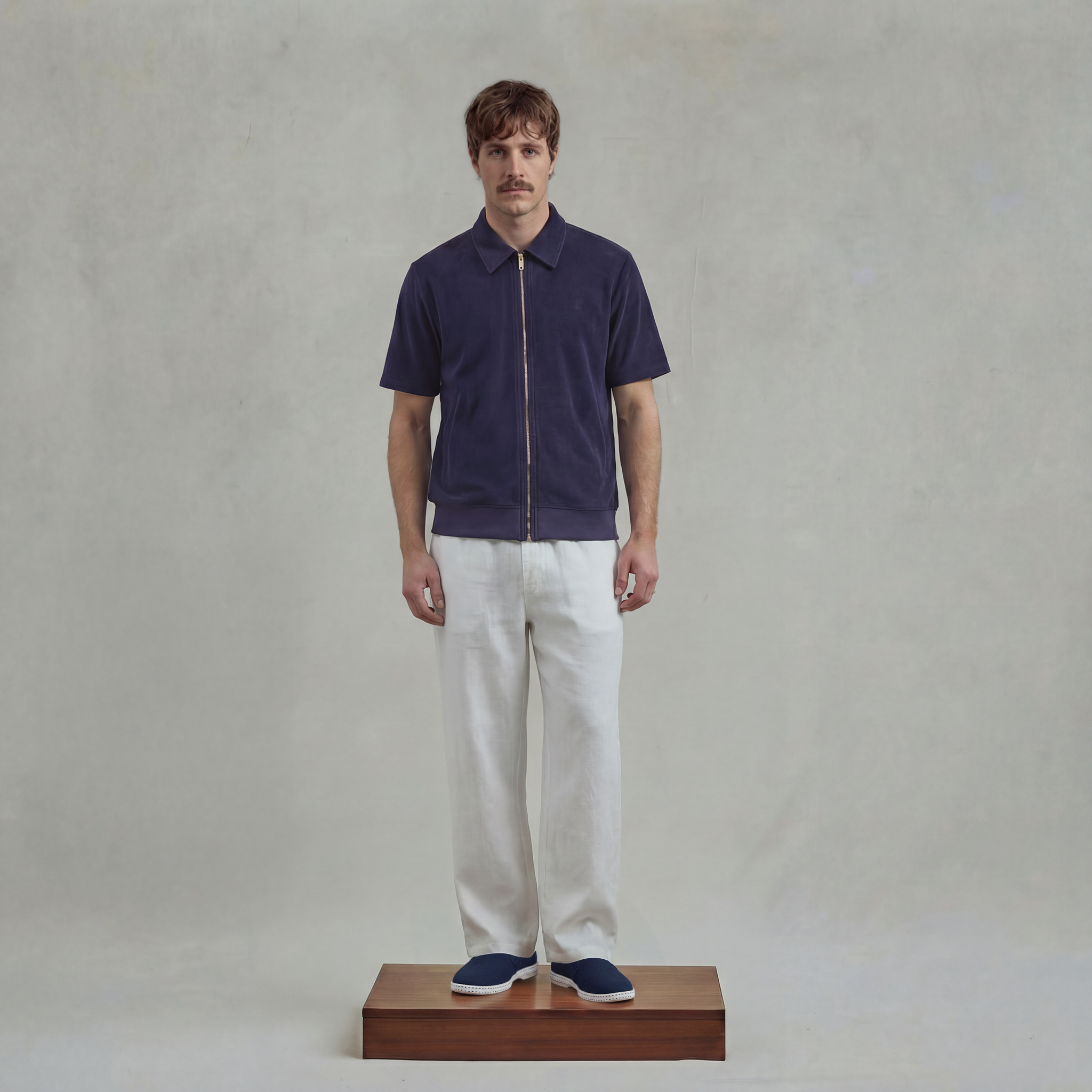 Rivieras Argelès blouson éponge marine zippé