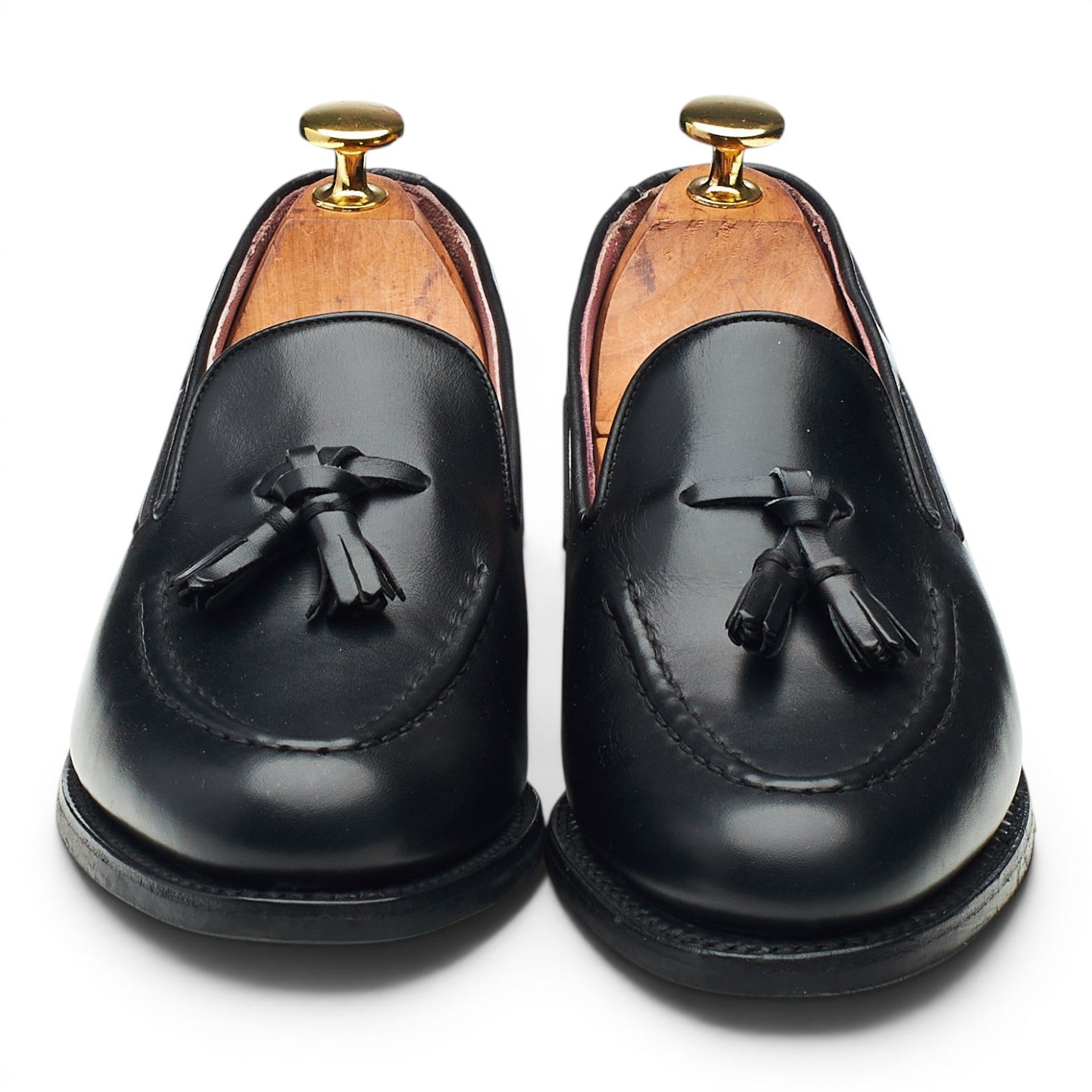 Barker Sienna mocassin cuir noir pompons 5 UK