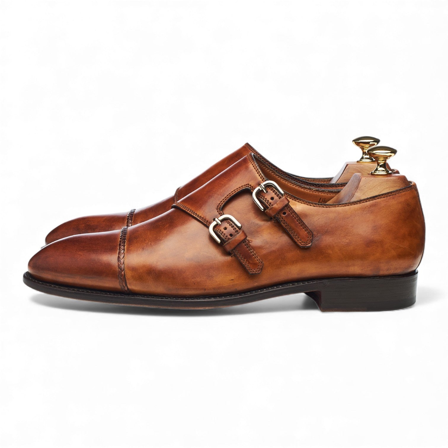 Bontoni monk cuir marron UK9.5 double boucle museum
