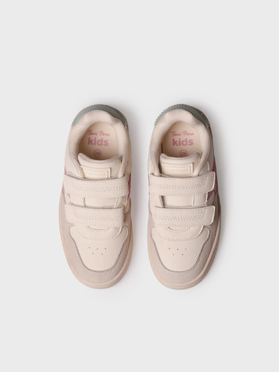 Toni Pons Enza baskets cuir enfant blanches double scratch