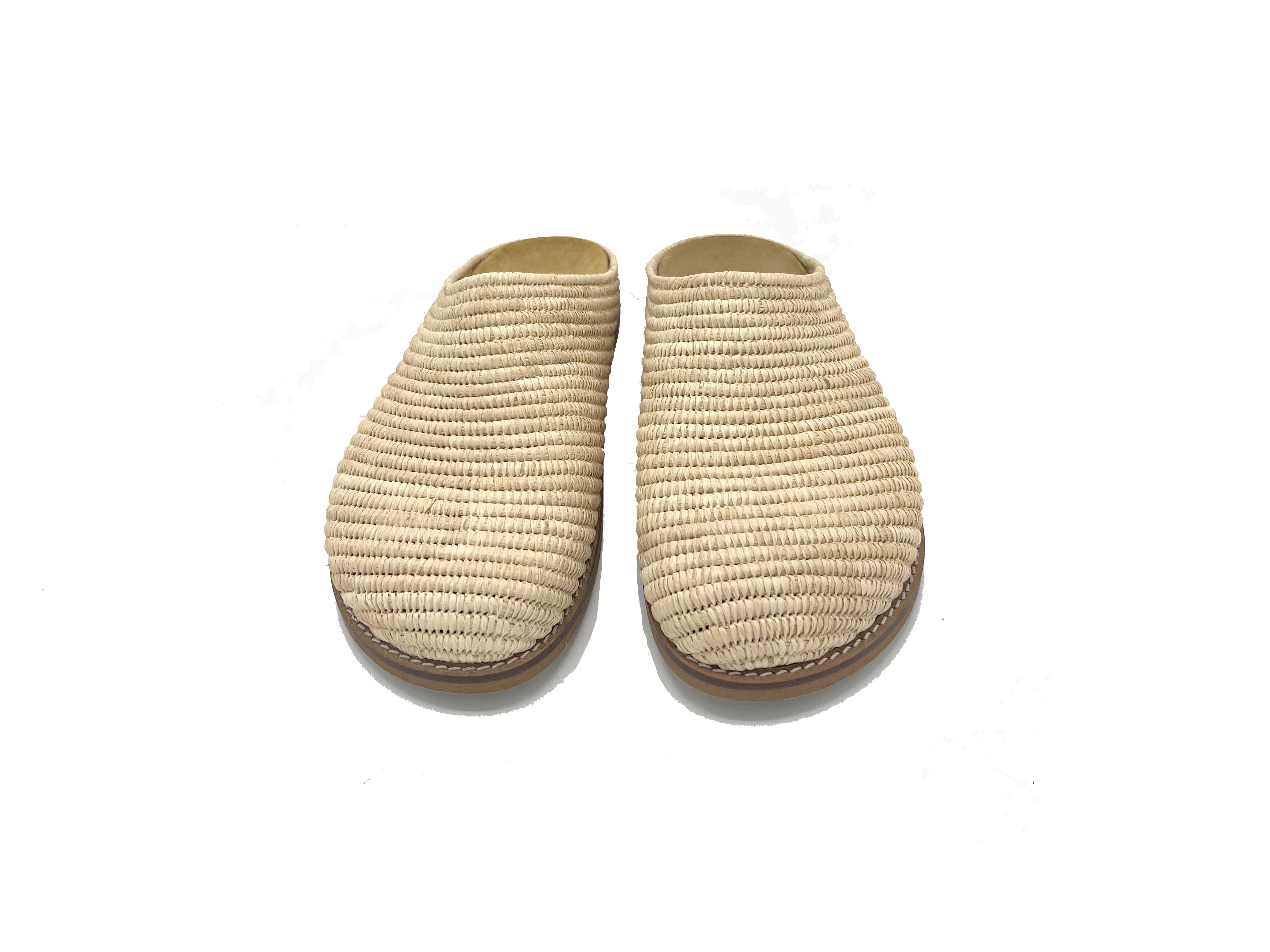 Contre-Allée Bousbir mule raphia beige naturel