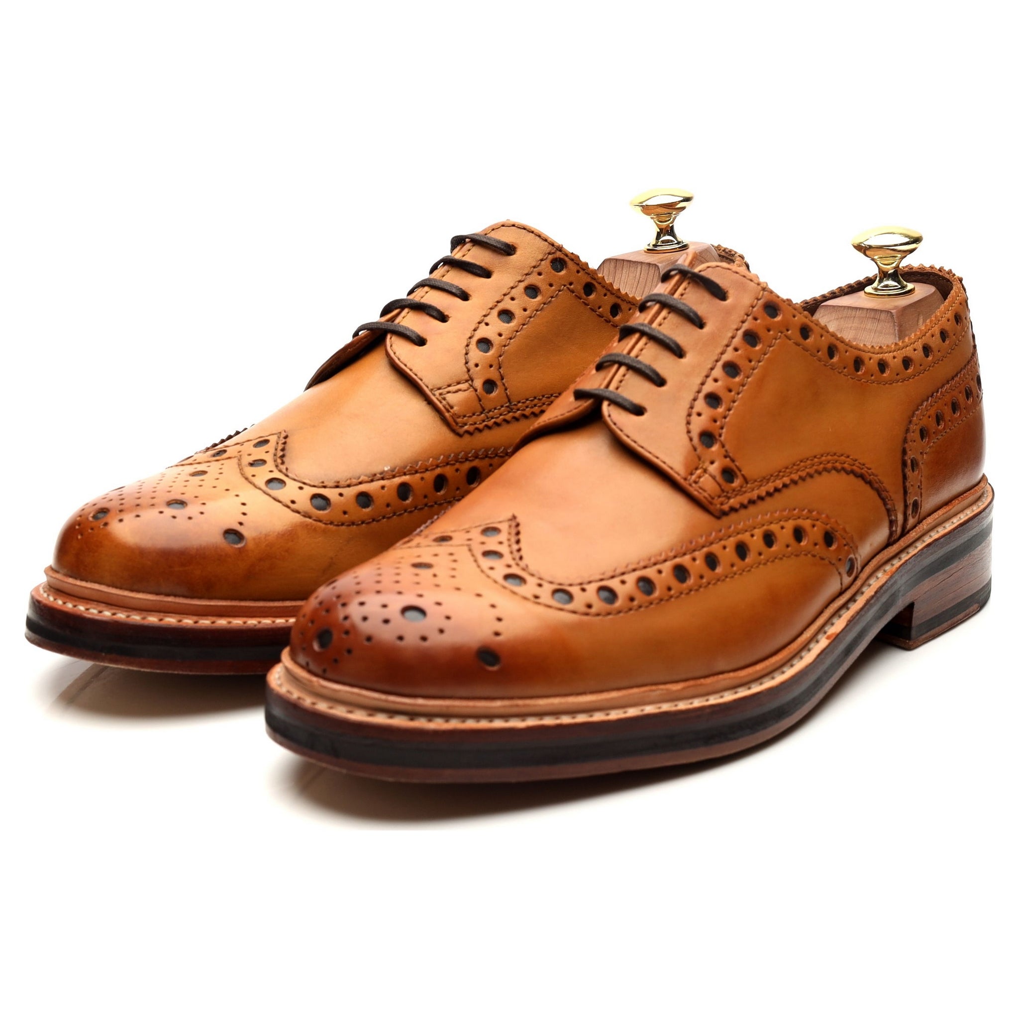 Grenson Archie derby brogue cuir marron clair UK 8 G