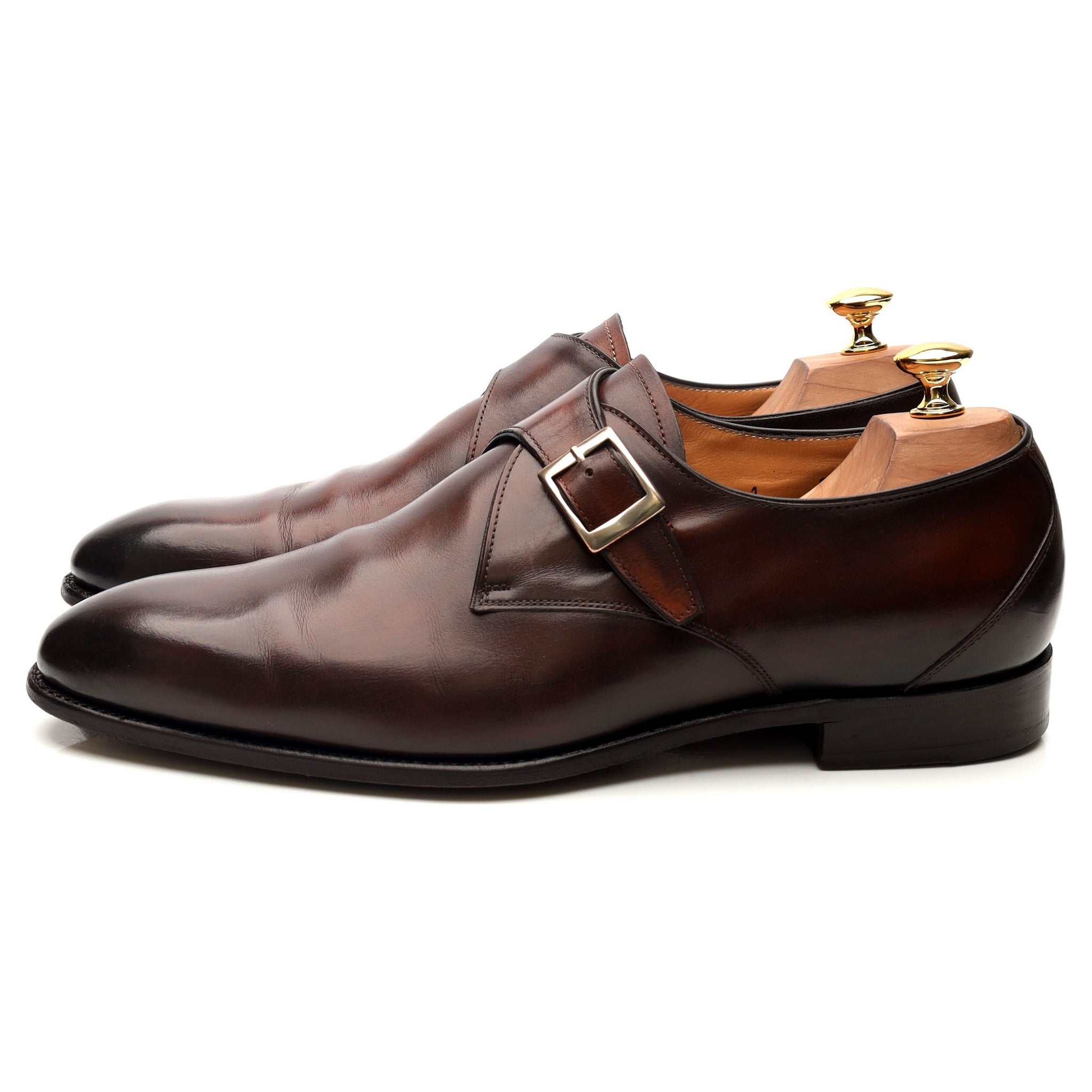Carlos Santos Gareth chaussures monk cuir marron UK 9,5