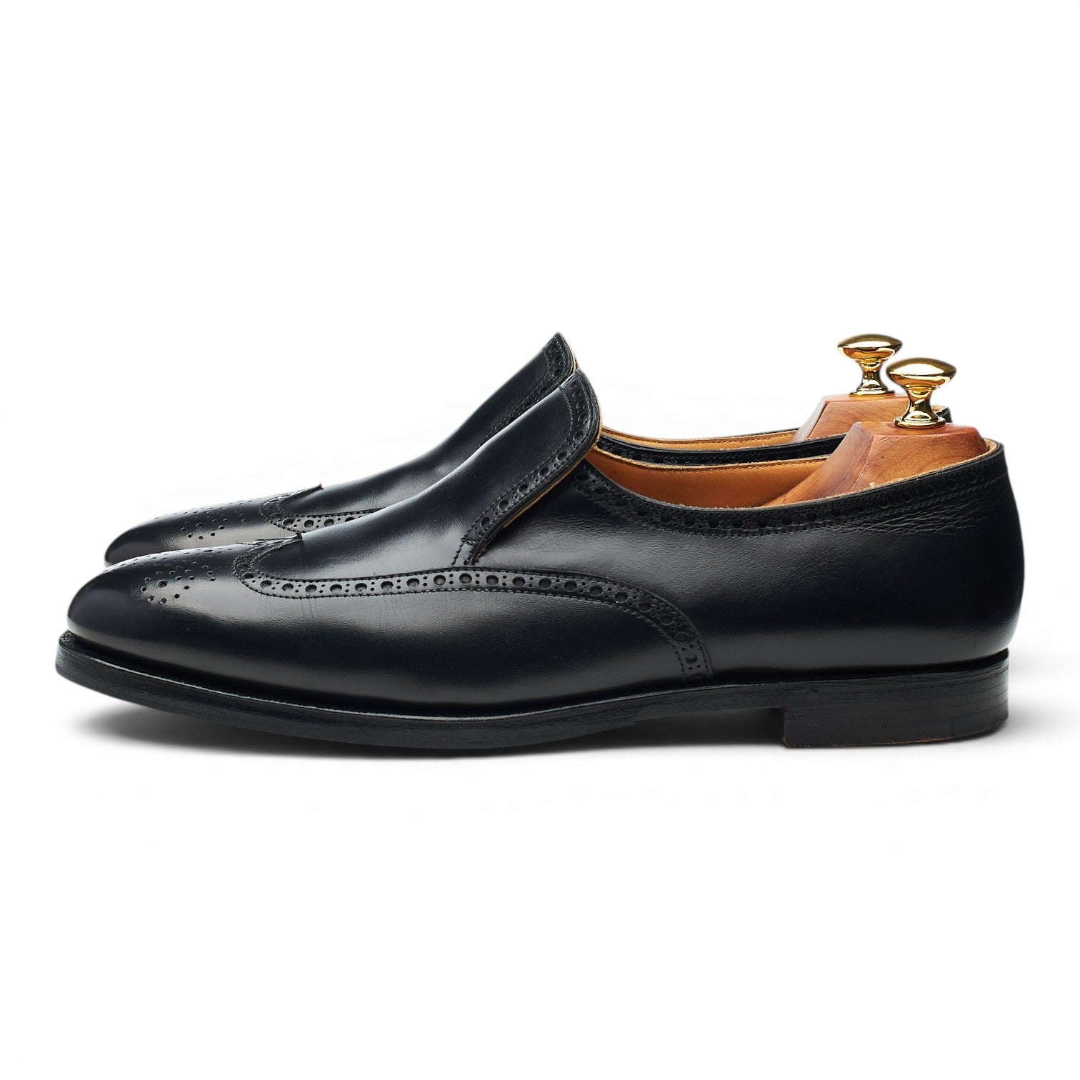 New & Lingwood Mocassins Brogue Cuir Noir 9.5