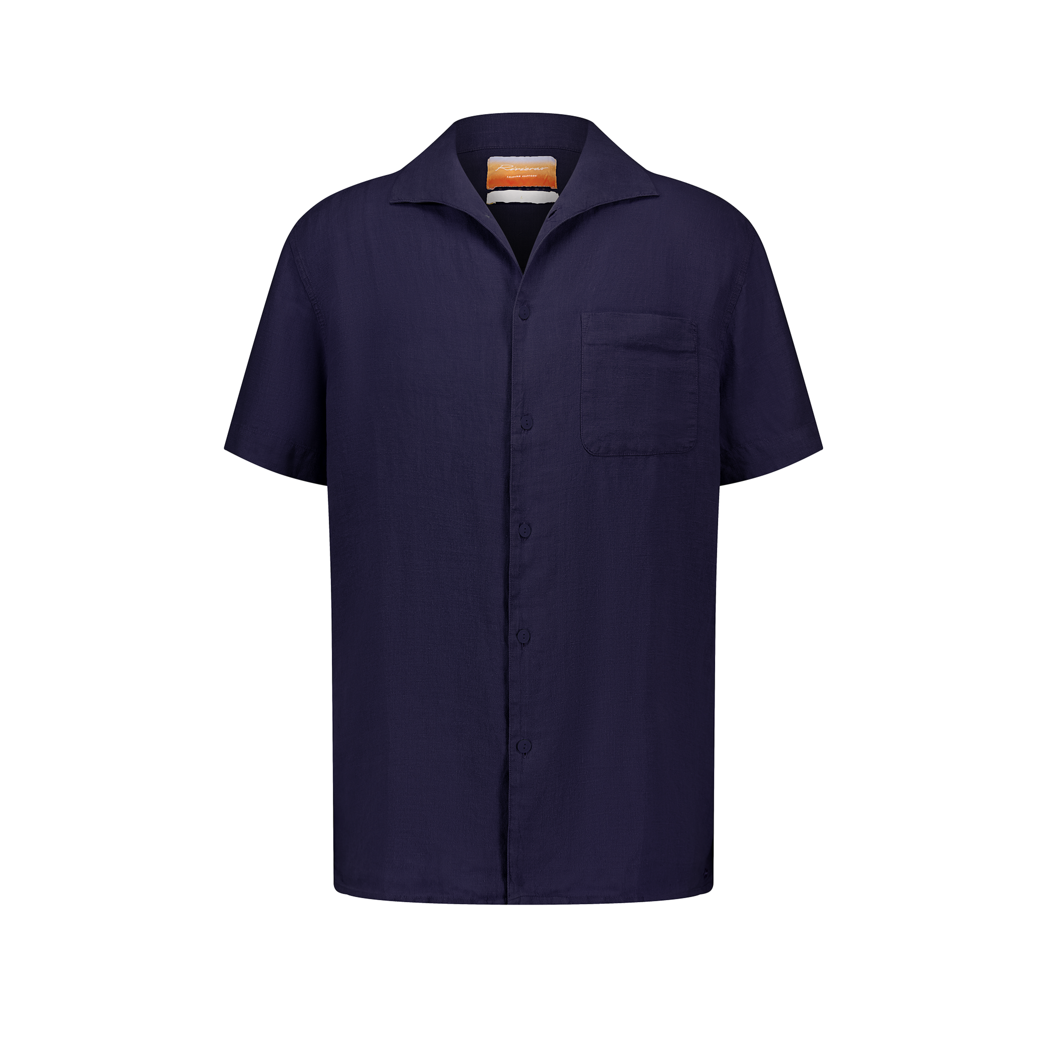 Rivieras Canaries chemise lin marine manches courtes