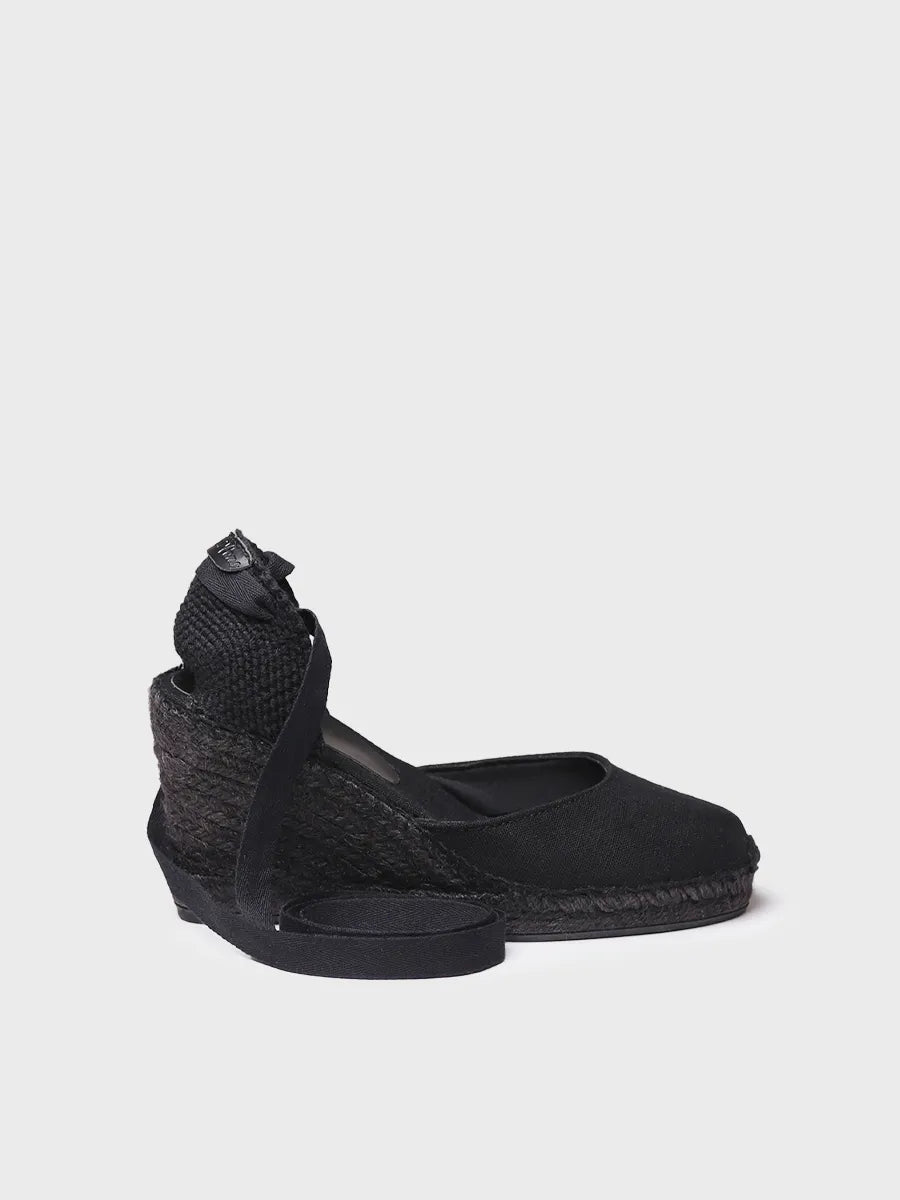 Toni Pons Florina espadrilles compensées noires rubans 9,5 cm
