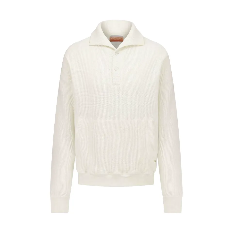 Rivieras Alderney sweatshirt boutonné écru nid d'abeille