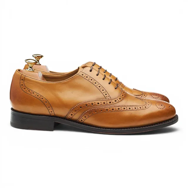 Barker Glasgow oxford brogue cuir camel UK 9 G