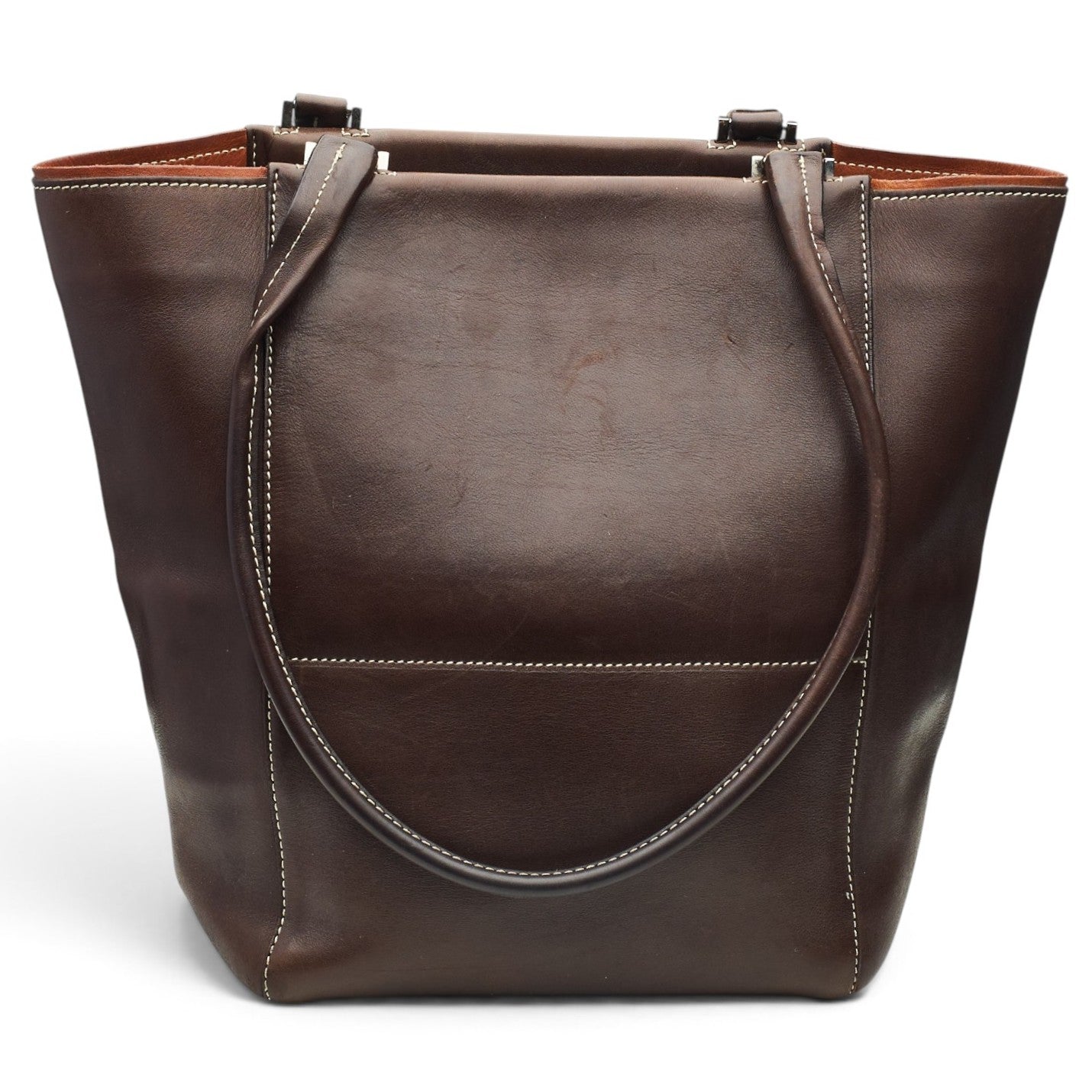 Loro Piana sac cabas cuir marron 28 cm