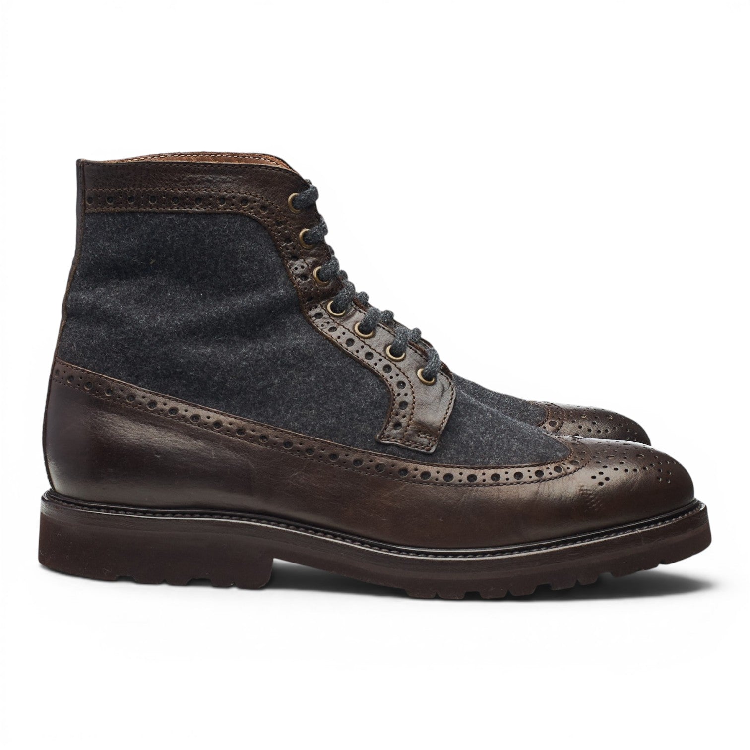 Brunello Cucinelli boots brogue cuir marron bleu UK 10