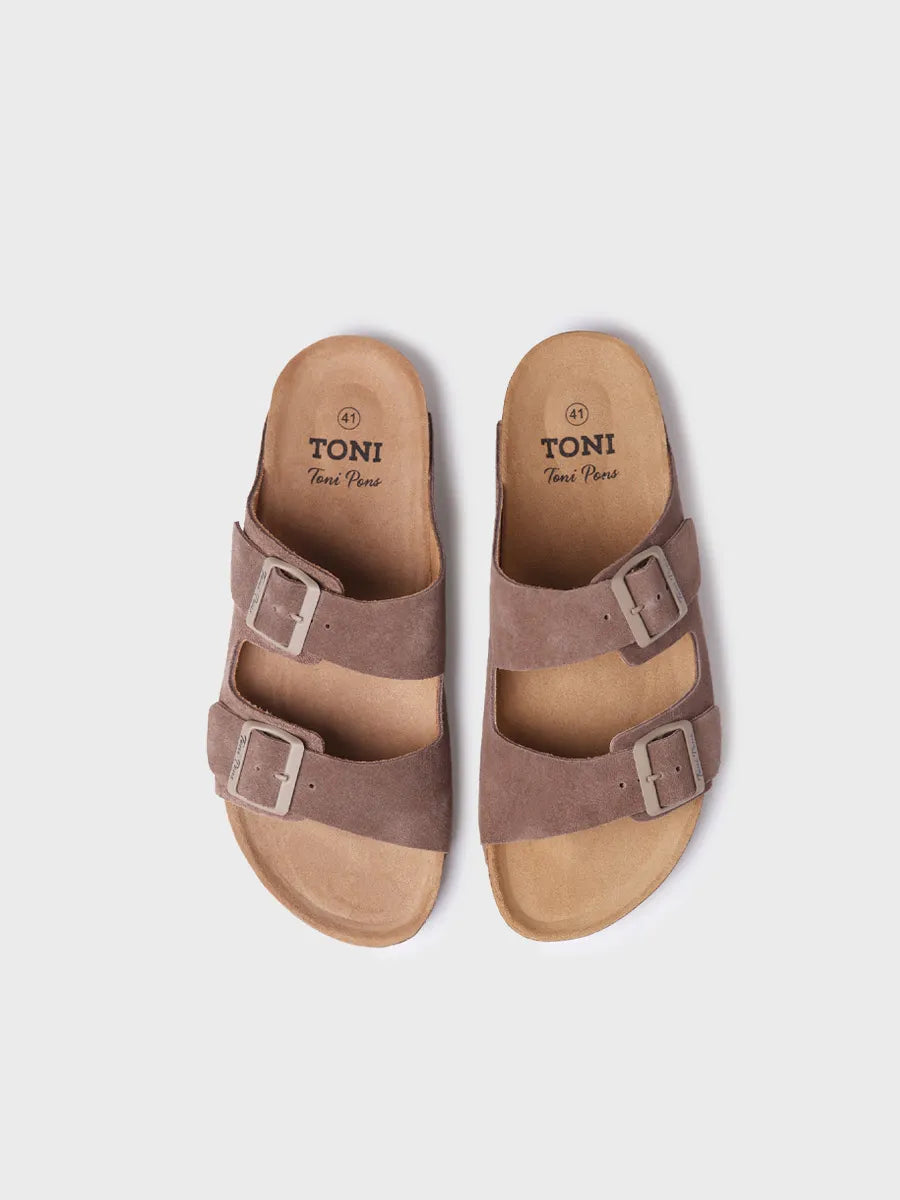Toni Pons Ger-QT sandale homme cuir taupe boucles