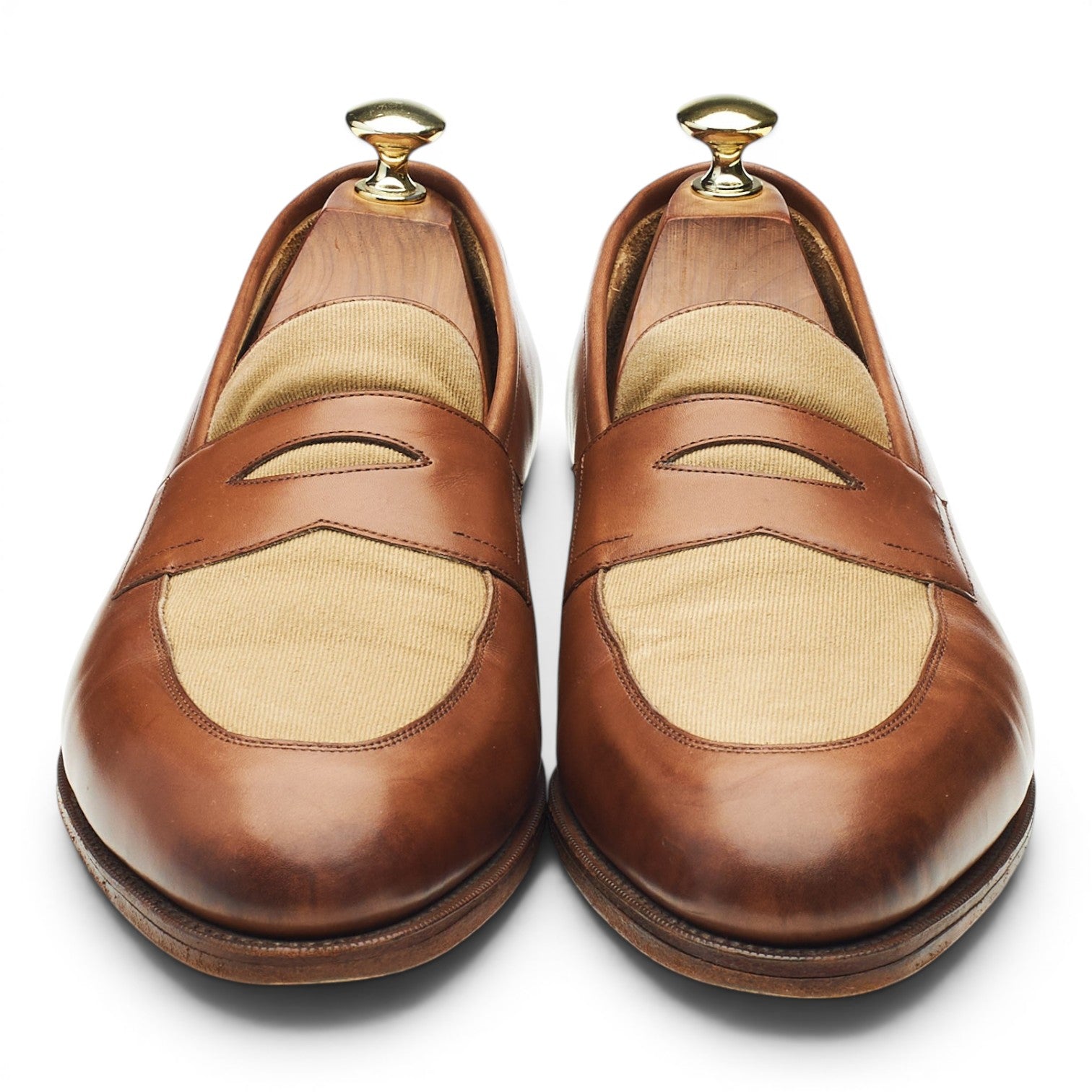 Edward Green Piccadilly mocassins cuir beige UK 8