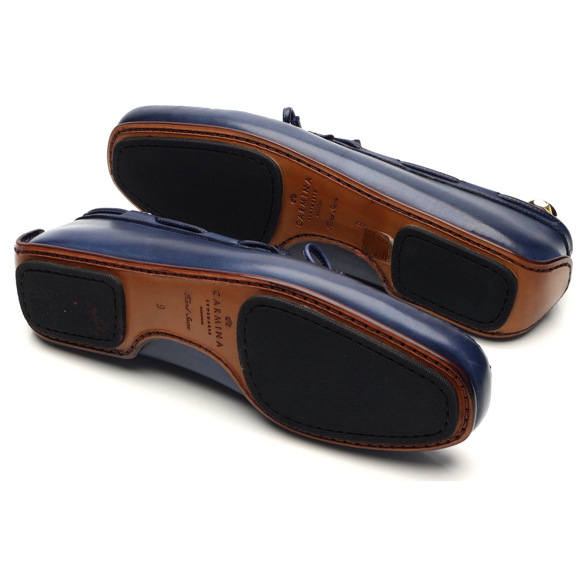 Carmina 80802 mocassins conduite cuir bleu marine UK 9