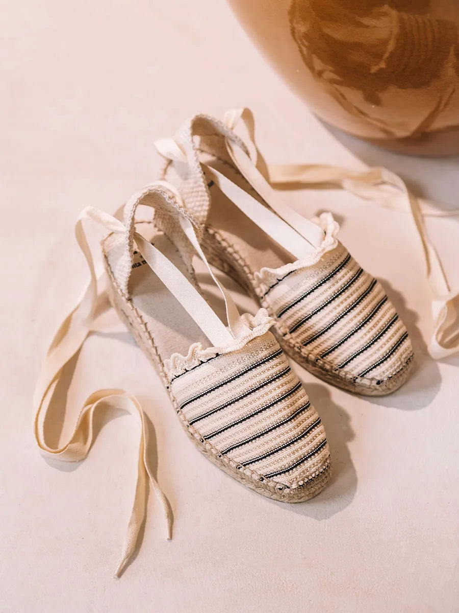 Toni Pons Noisette espadrilles tricot rayé rubans