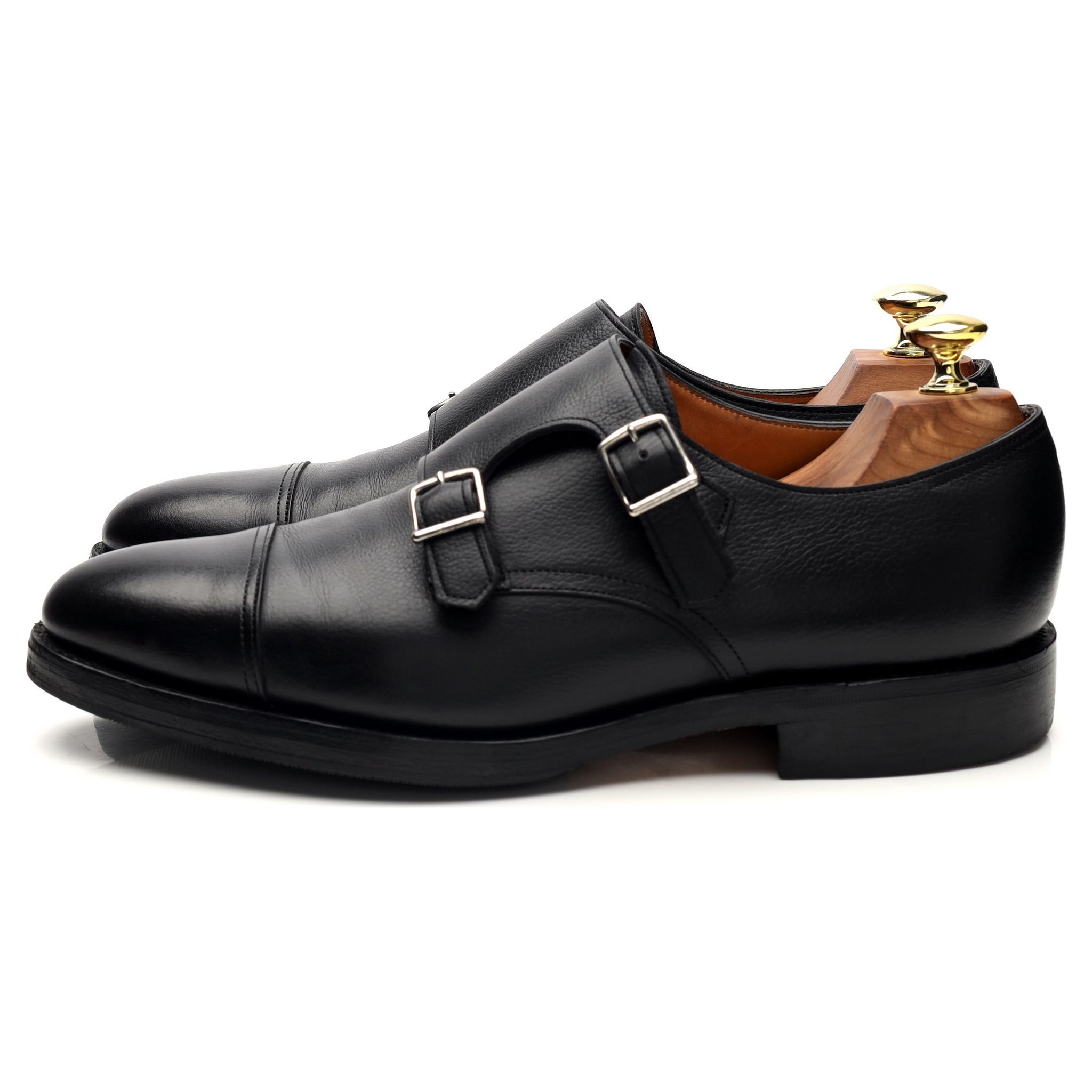 John Lobb William monk cuir noir grainé UK 7.5