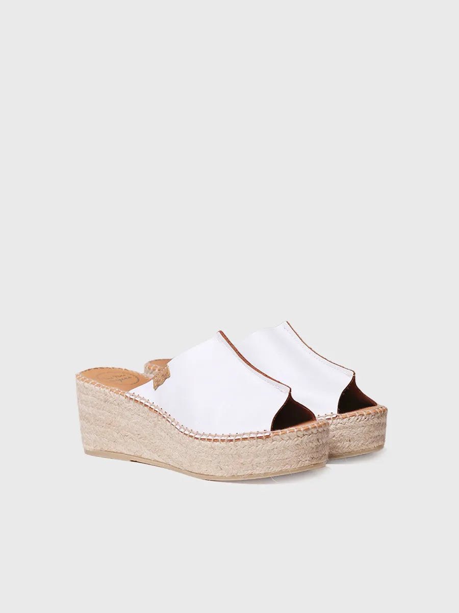Toni Pons Ivonne espadrilles cuir blanc talon 7 cm