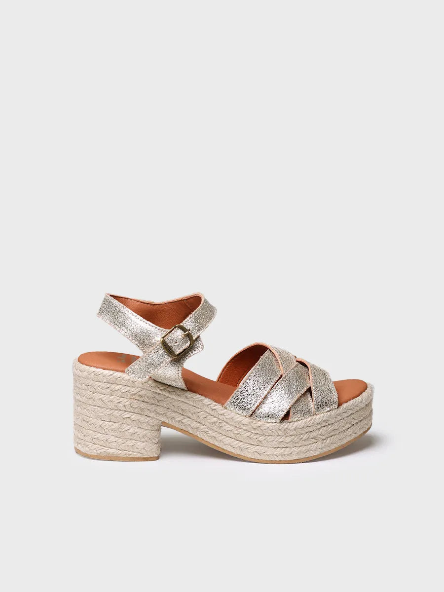 Toni Pons Ainoa espadrille cuir platino talon 7 cm