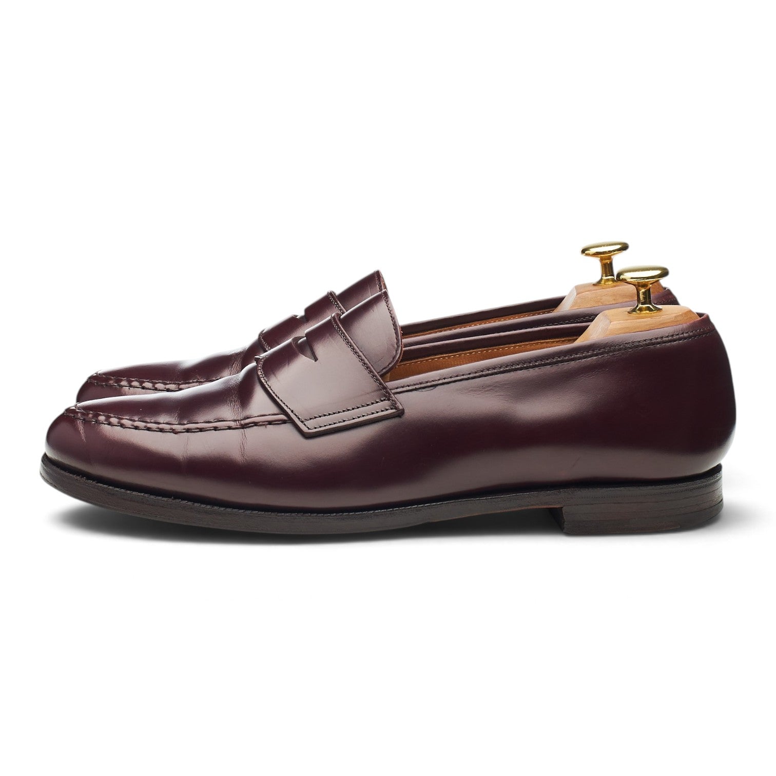 Crockett & Jones Boston mocassins cuir bordeaux UK 8.5