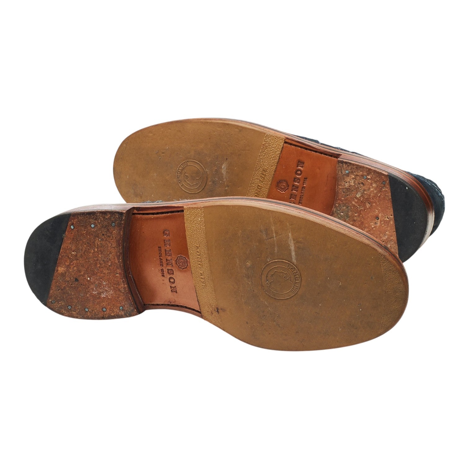 Grenson Archie derby brogues nubuck bleu UK 8