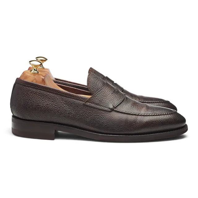 Bontoni Principe mocassins cuir grainé marron pointure UK 10.5
