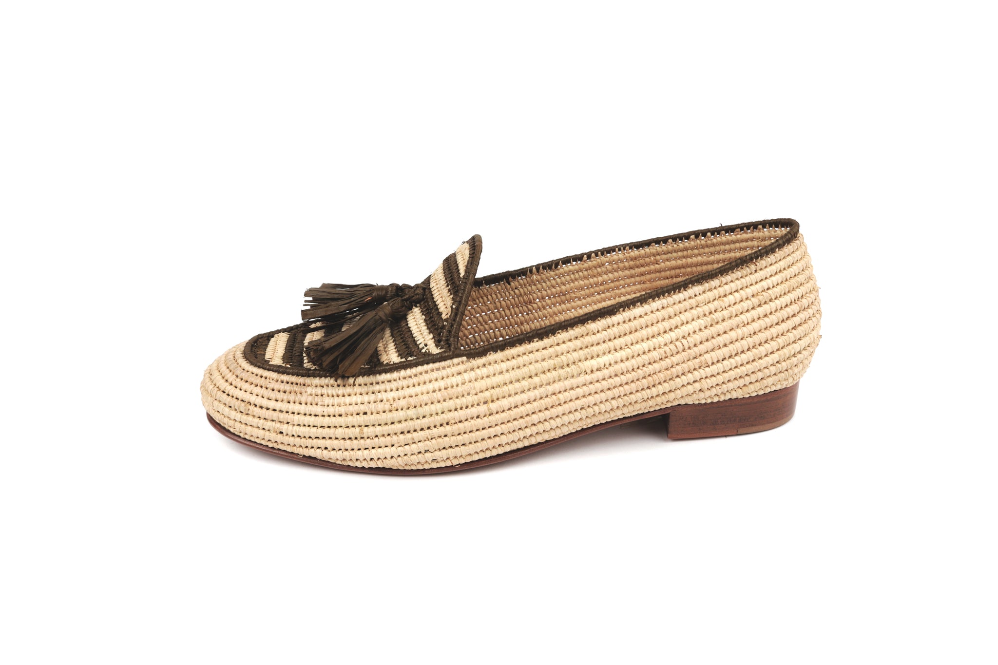 Contre-Allée Elfida mocassin homme raphia naturel bleu