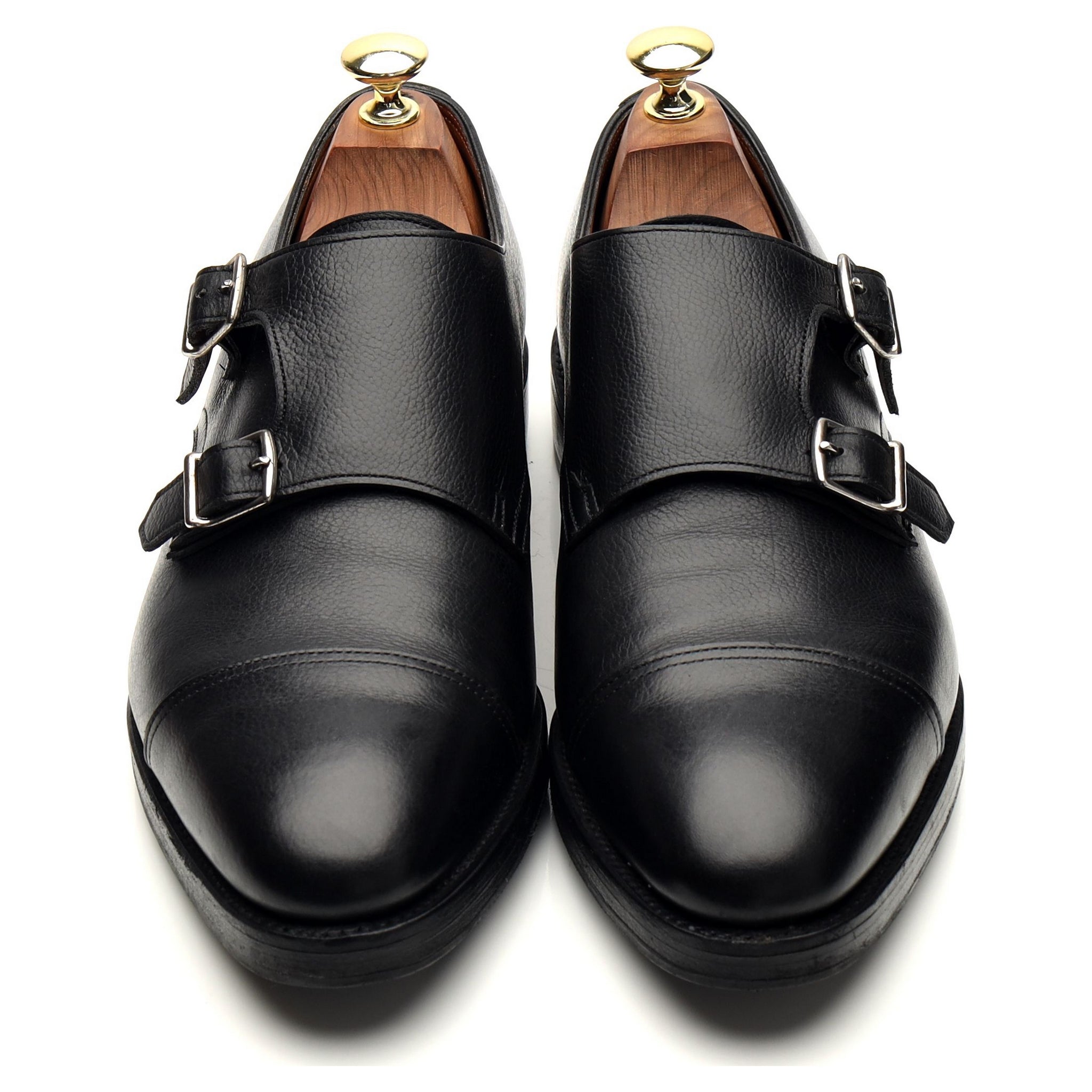 John Lobb William monk cuir noir grainé UK 7.5