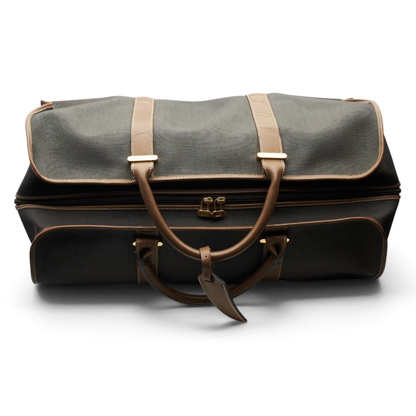 Dunhill sac de voyage toile cirée marron cuir tanné