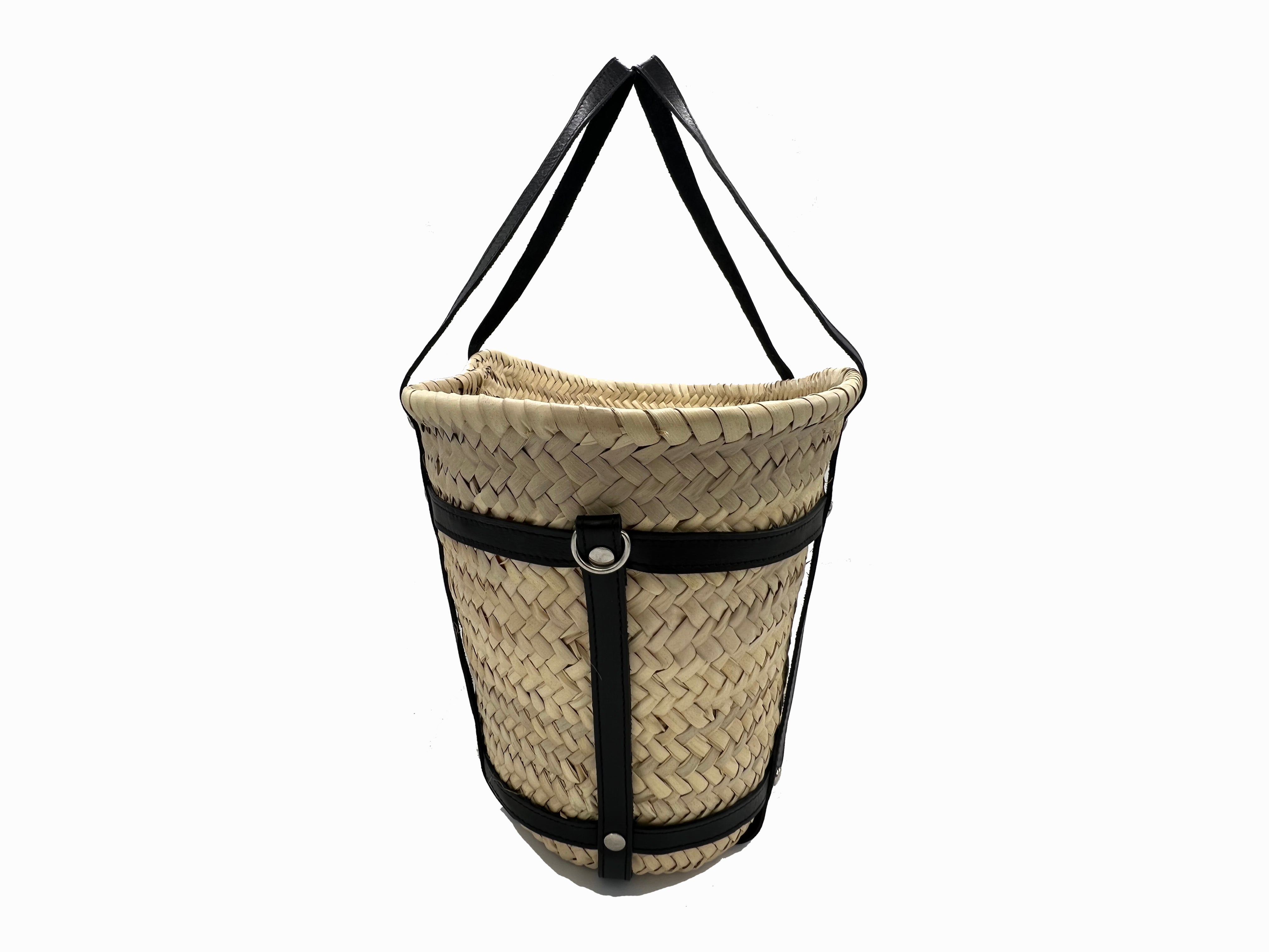 Contre-Allée Marrakech sac panier doum cuir naturel