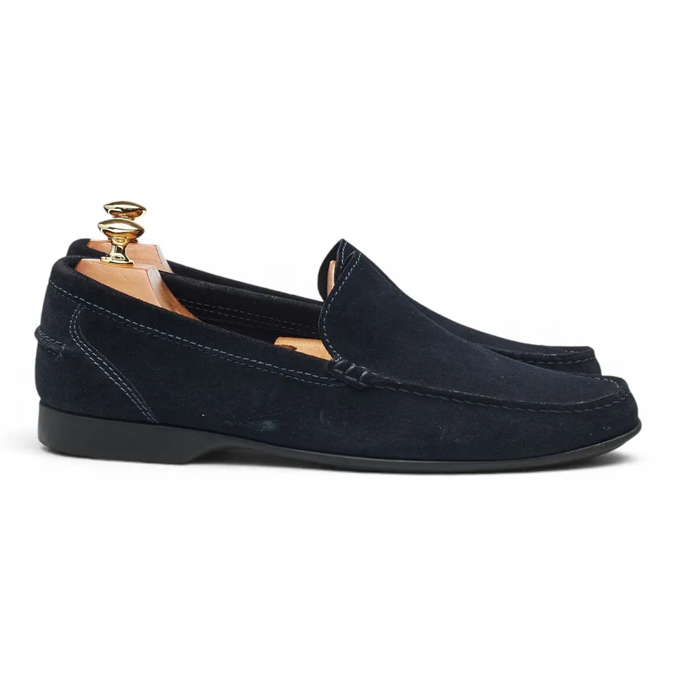 Crockett & Jones Driving mocassins daim bleu marine UK 9