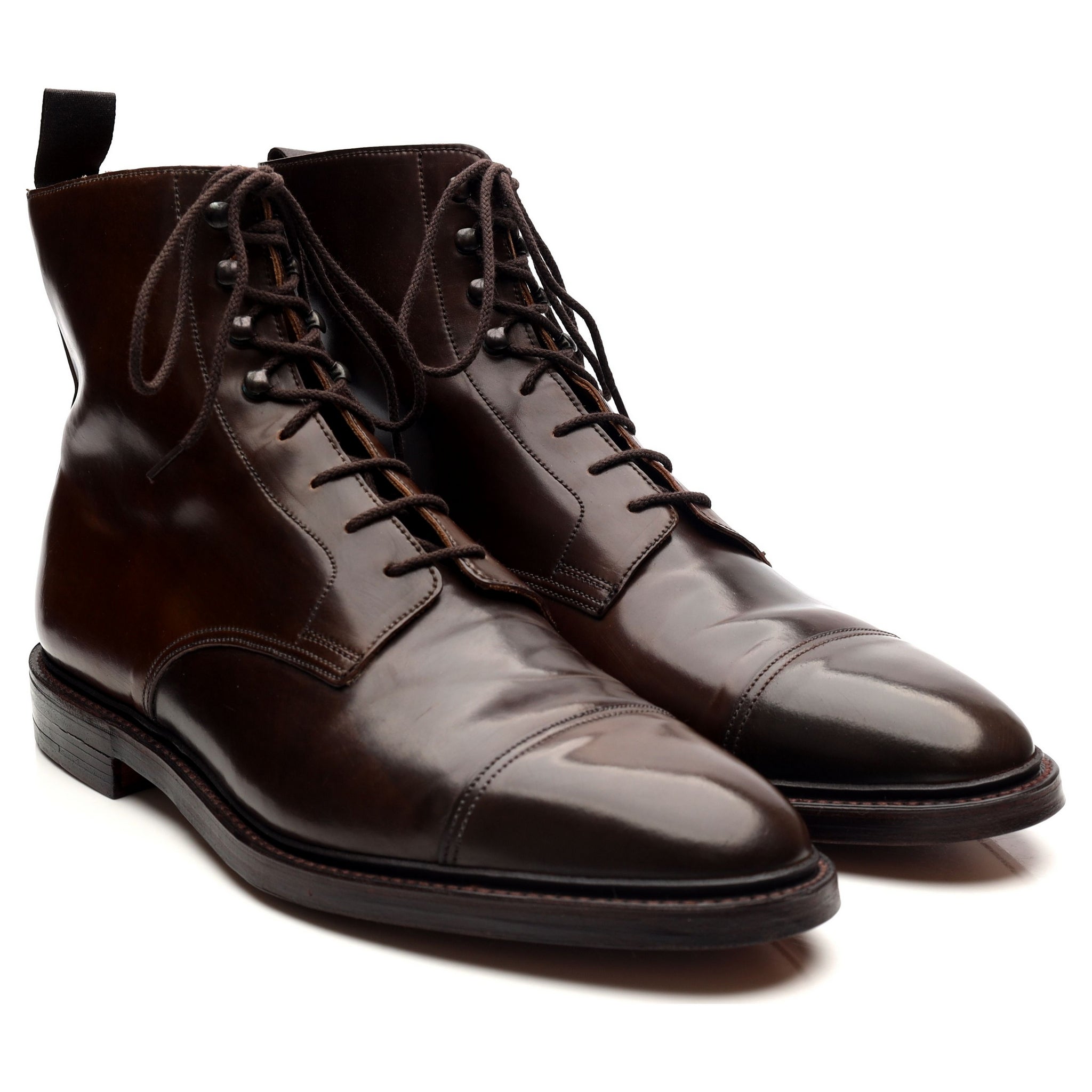 Crockett & Jones Harlech boots cuir cordovan marron UK 11