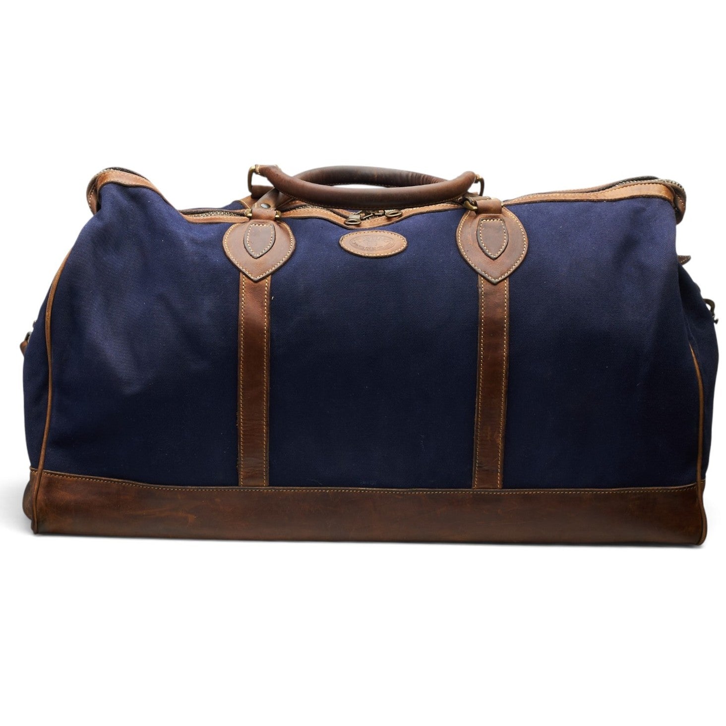 Tusting weekender toile bleue cuir marron