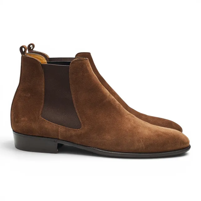Baudoin & Lange Hicks bottines chelsea daim marron UK 9