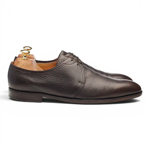 John Lobb Weldon derby cuir grainé marron UK 10