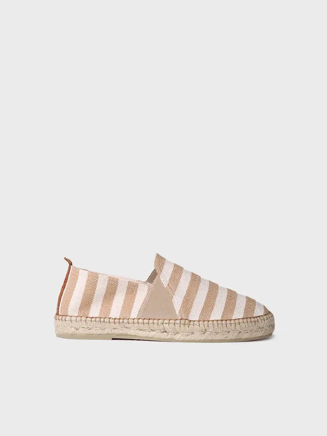Toni Pons Dustin espadrille homme beige toile rayée