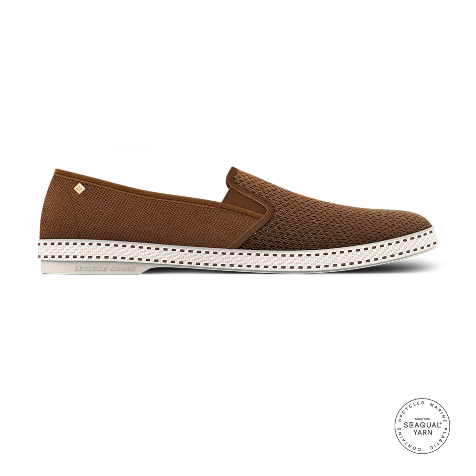 Rivieras Classic Toile Filet Marron slip on coton