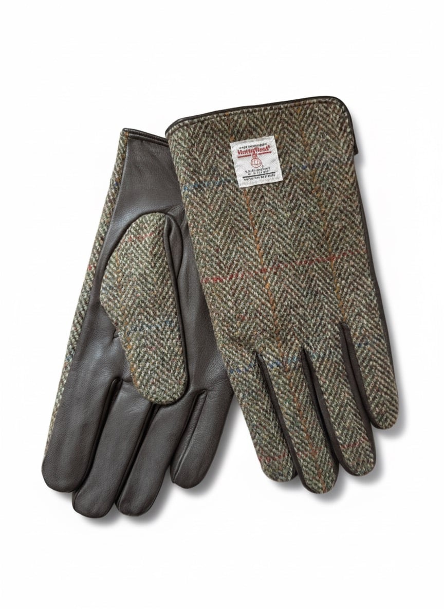 Malfroid Harris Tweed gants cuir et laine Écosse