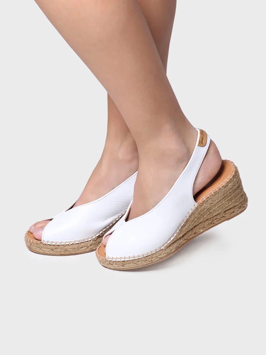Toni Pons Laila-P espadrille cuir blanc talon 5 cm