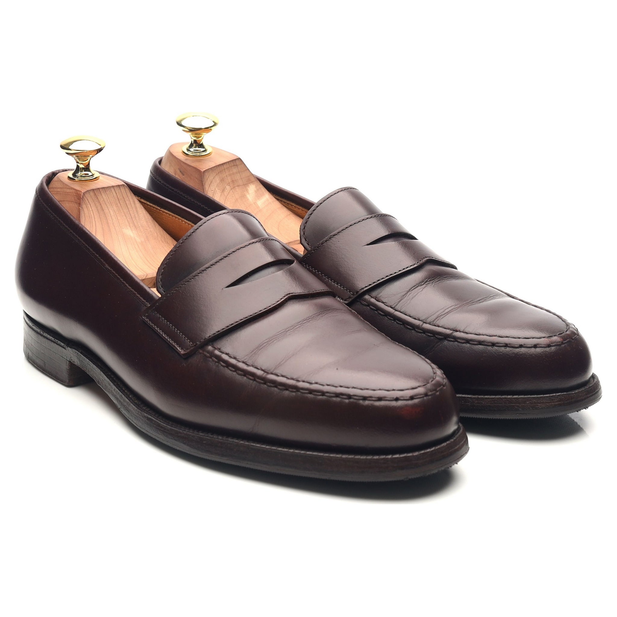 Crockett & Jones Boston mocassins cuir bordeaux UK 8