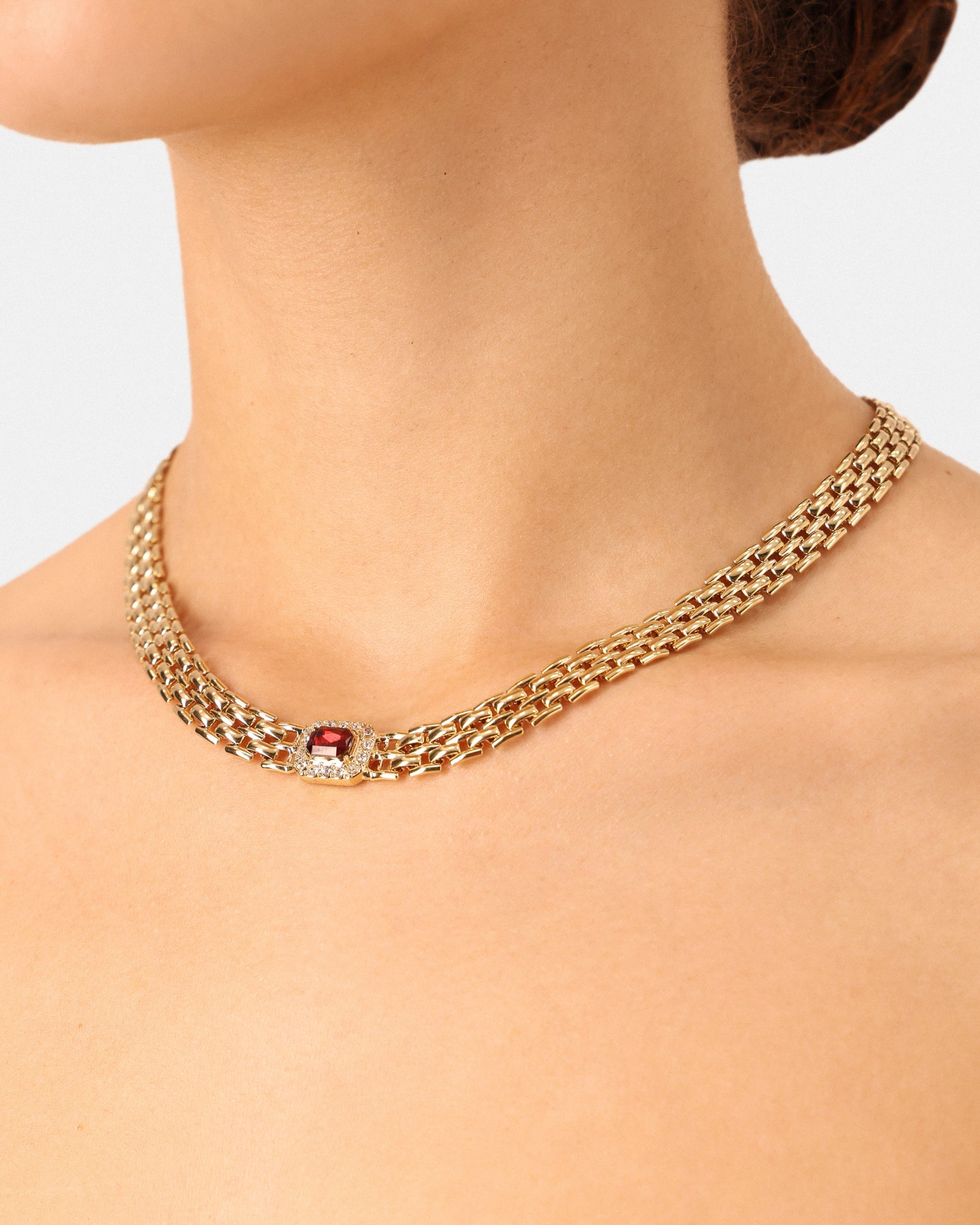 Nodaleto Ruby Venice Chain collier doré rubis