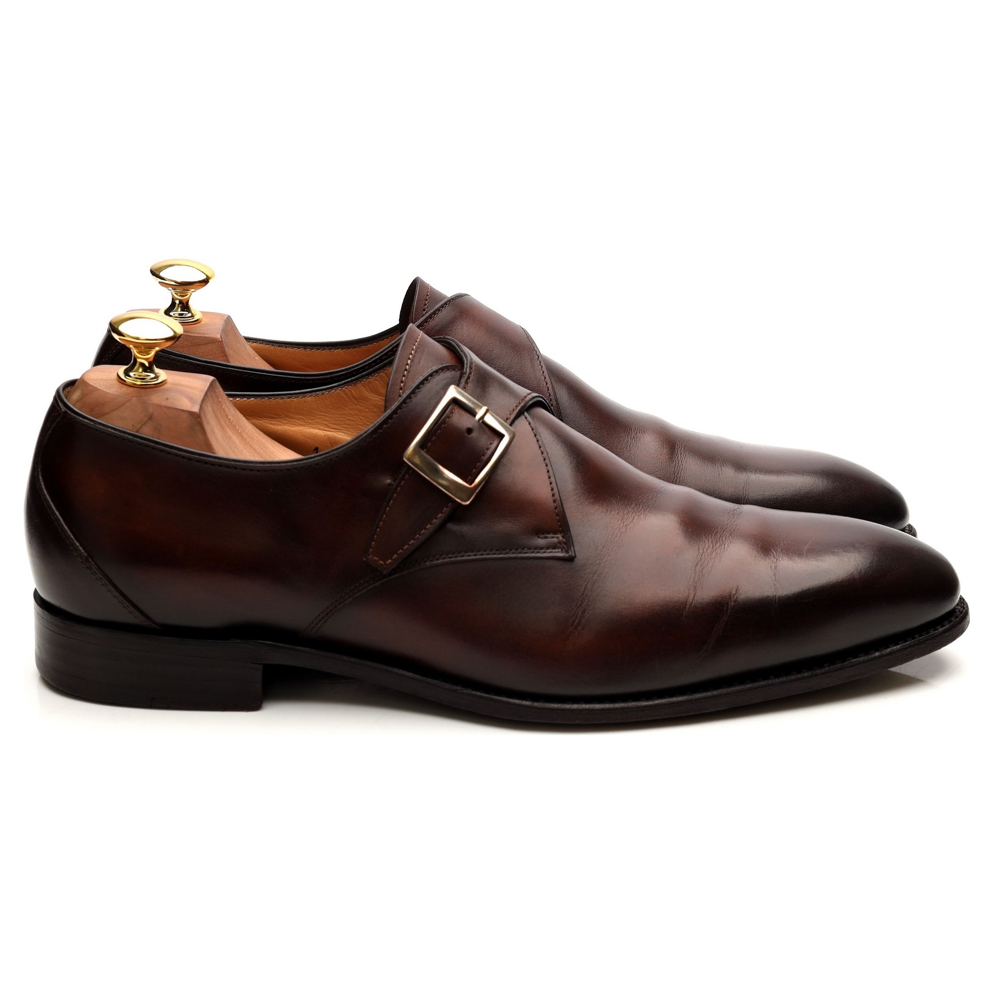 Carlos Santos Gareth chaussures monk cuir marron UK 9,5