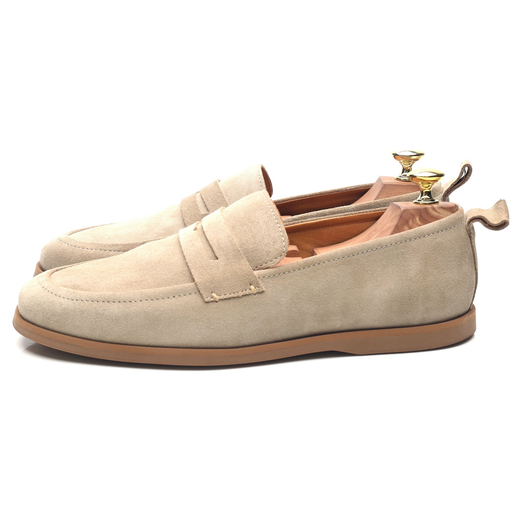 Mr P. mocassins suède beige pointure 7,5 semelle gomme