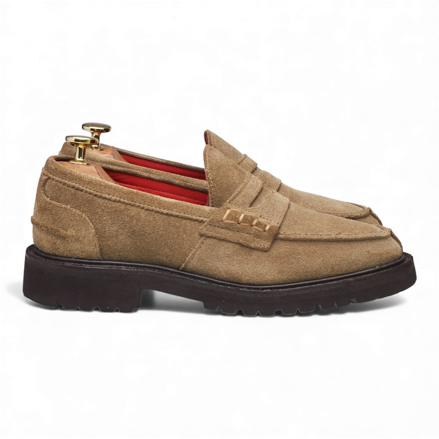 Trickers Eva mocassins daim pierre UK 3,5 semelle caoutchouc