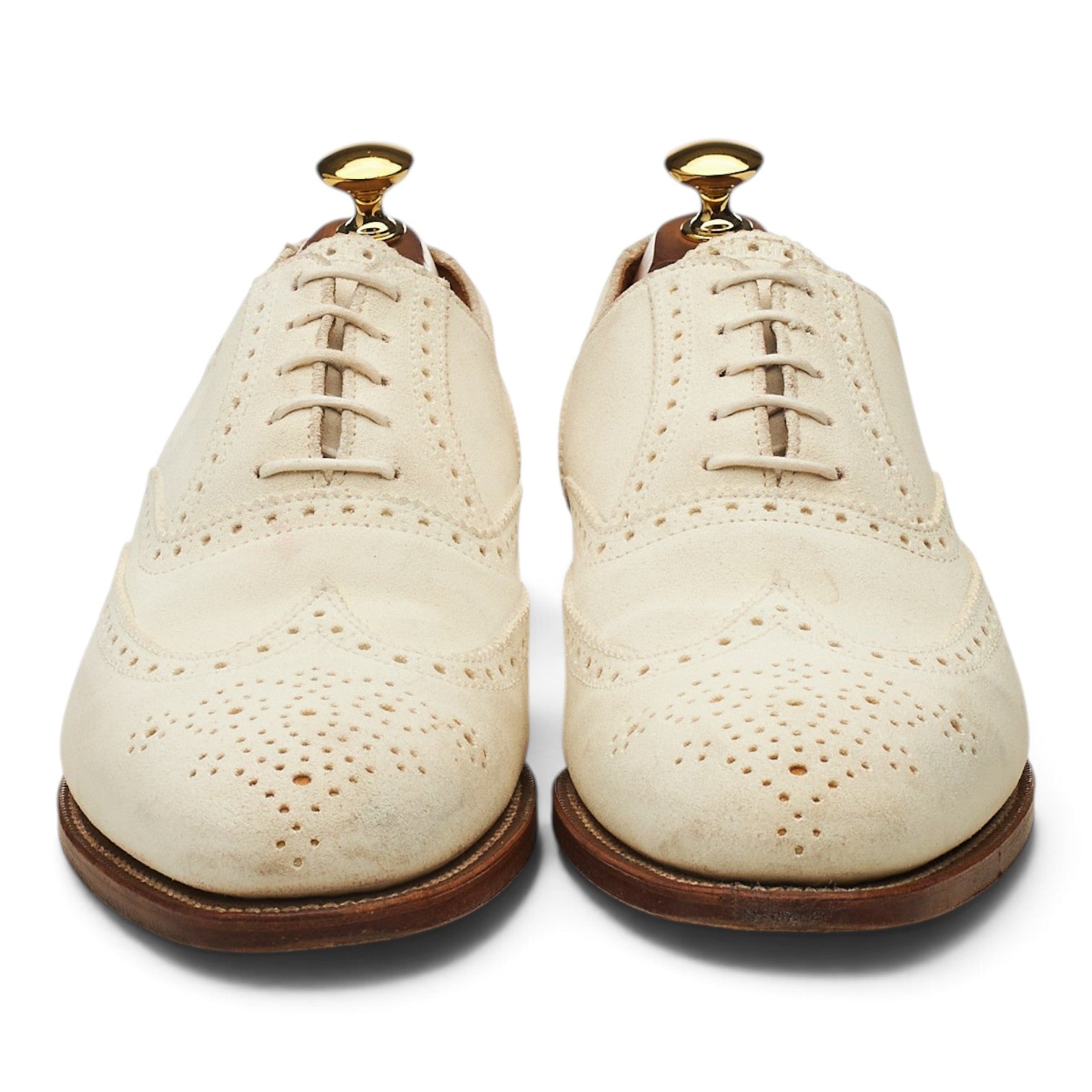Peal & Co Oxford Brogue chaussures suède blanc UK 6.5