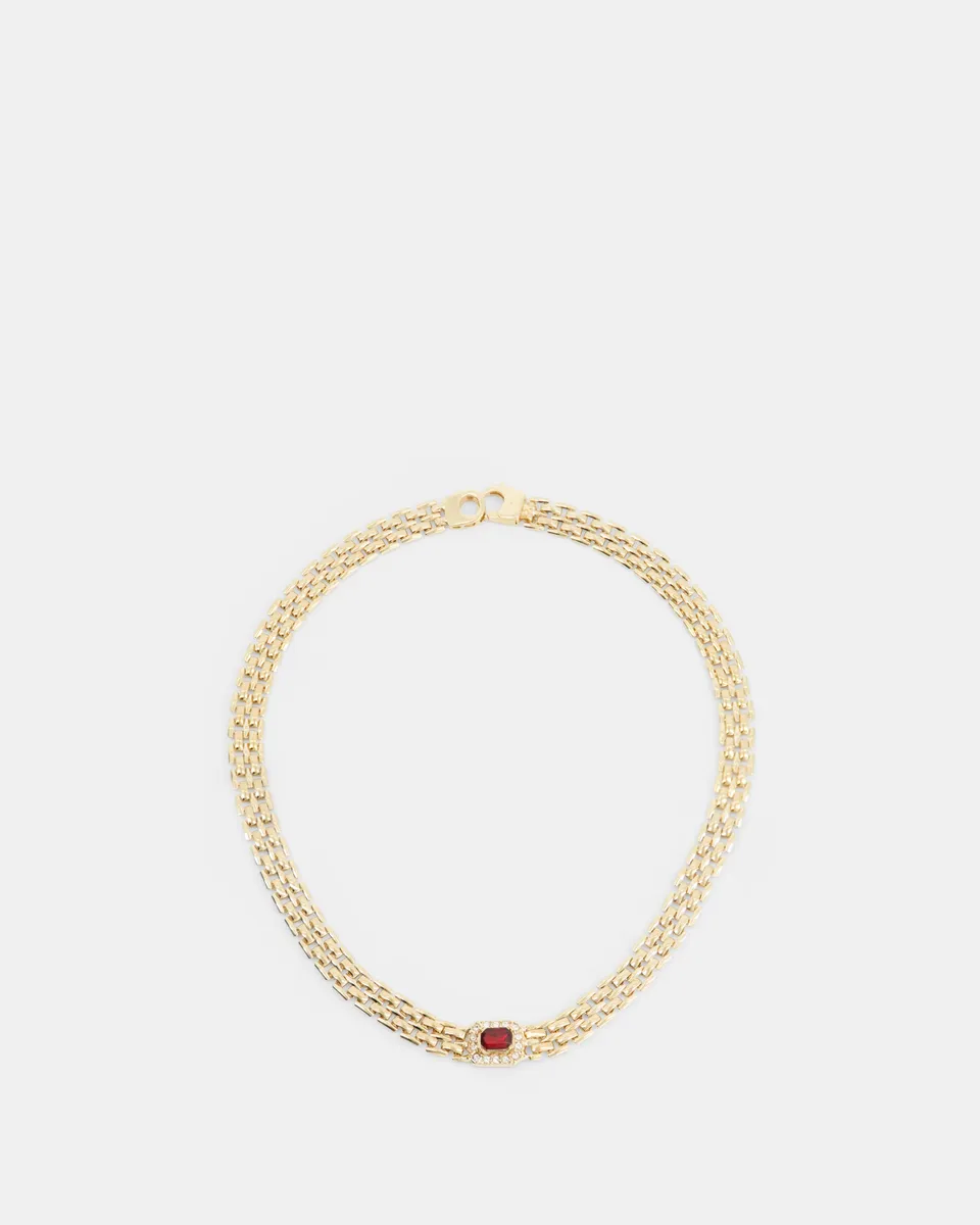 Nodaleto Ruby Venice Chain collier doré rubis