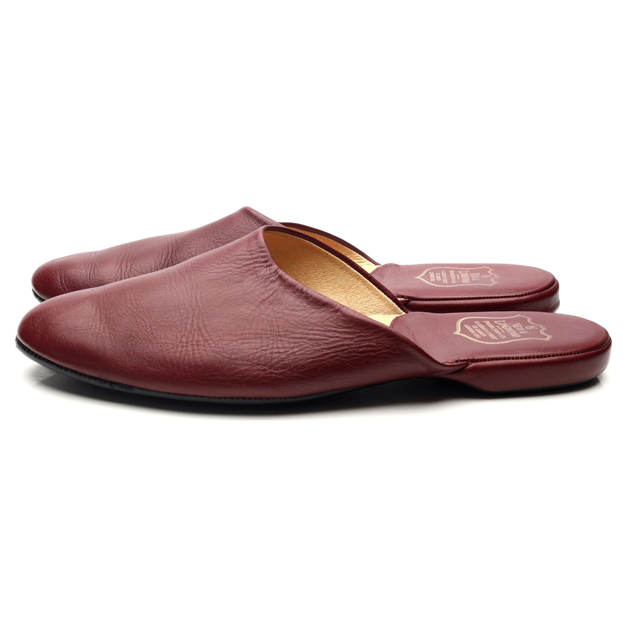 New & Lingwood pantoufles bordeaux UK 11 cuir