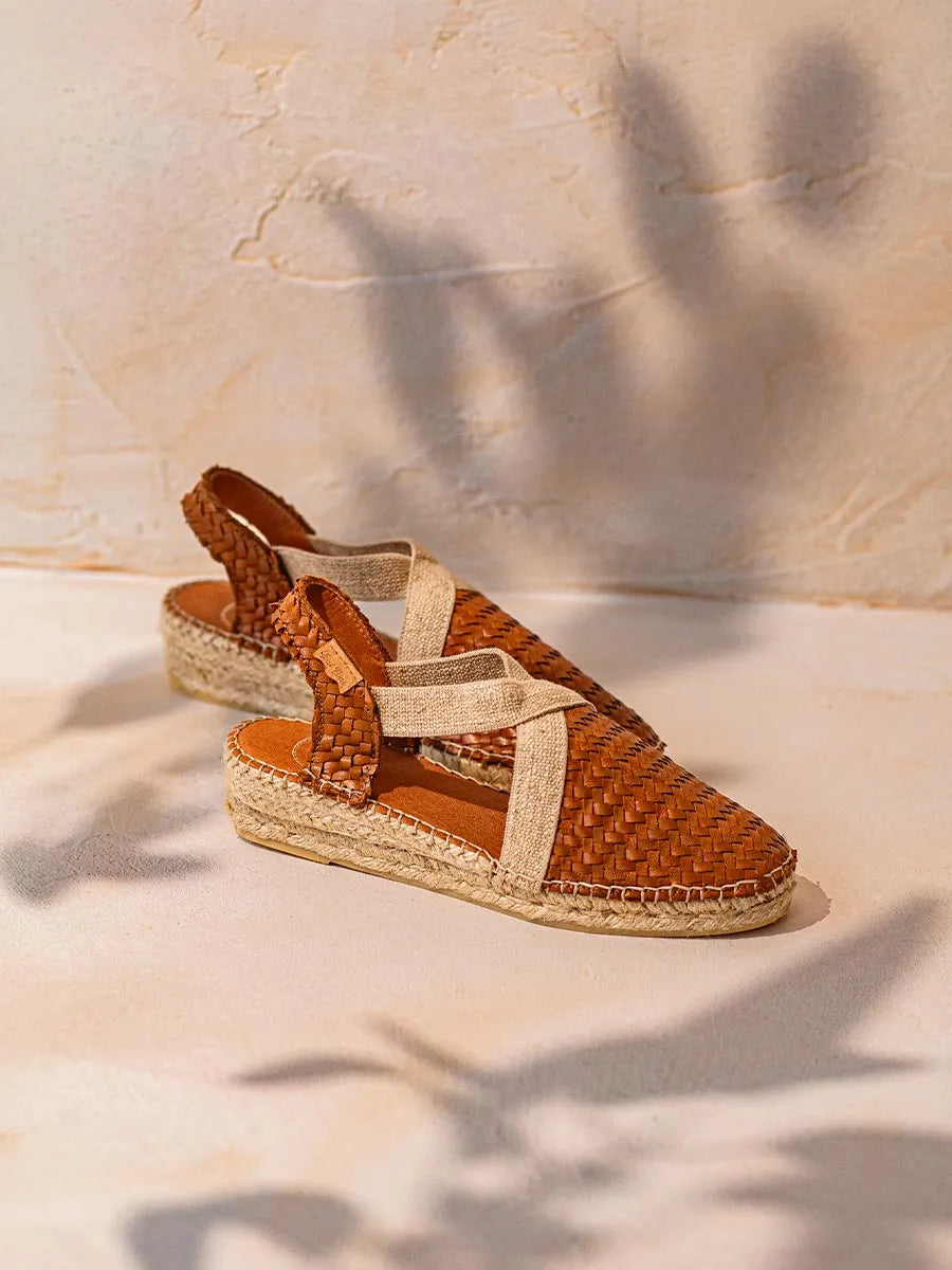 Toni Pons Siracusa espadrille compensée cuir tressé
