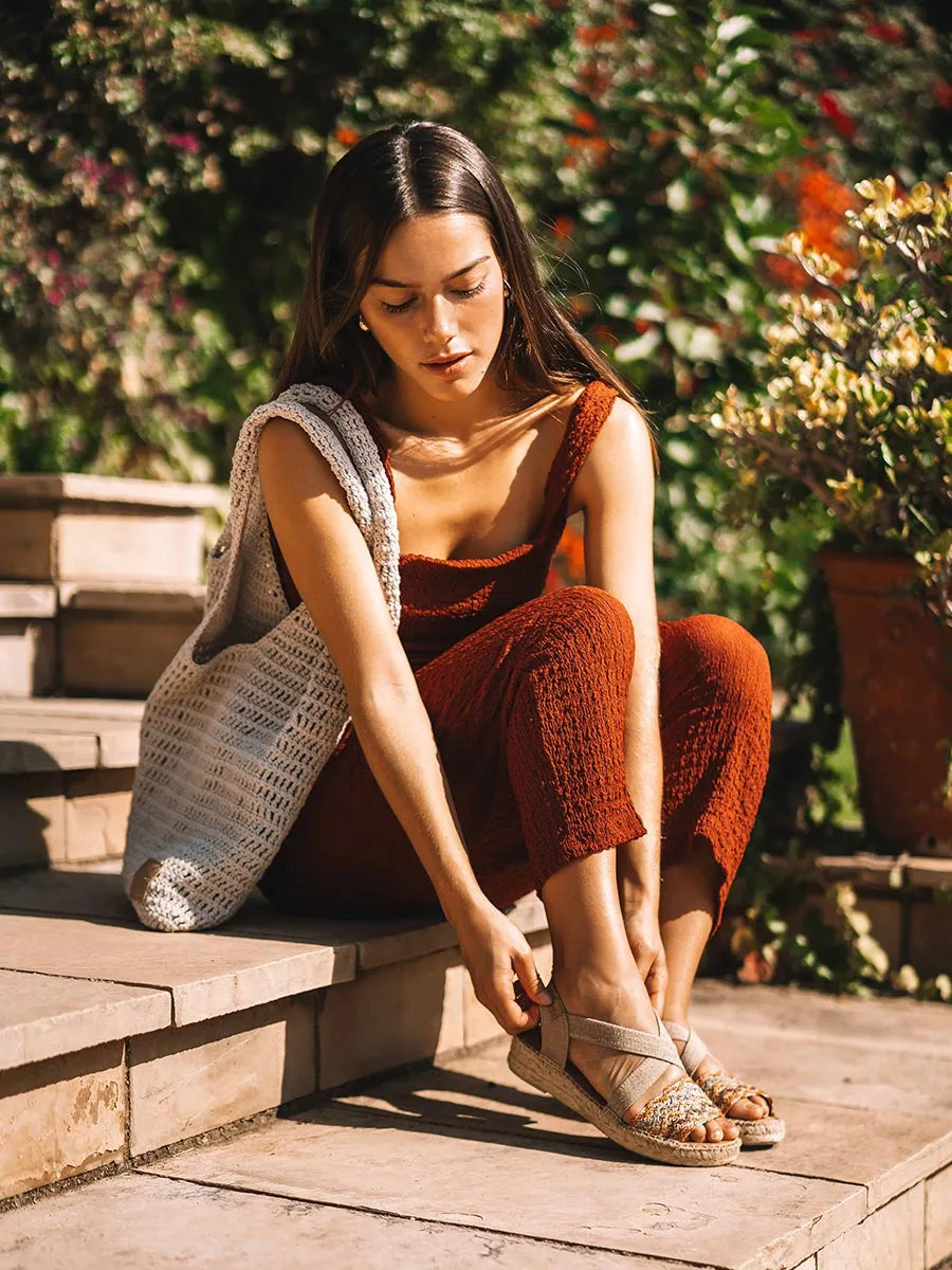 Toni Pons Goia sac crochet femme écru vegan