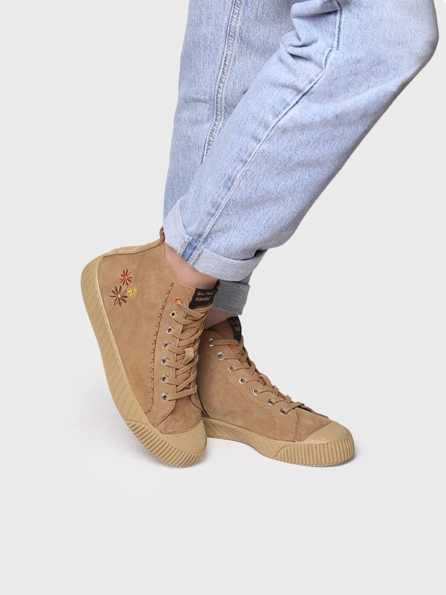 Toni Pons Gia-SF baskets montantes suède camel fleurs