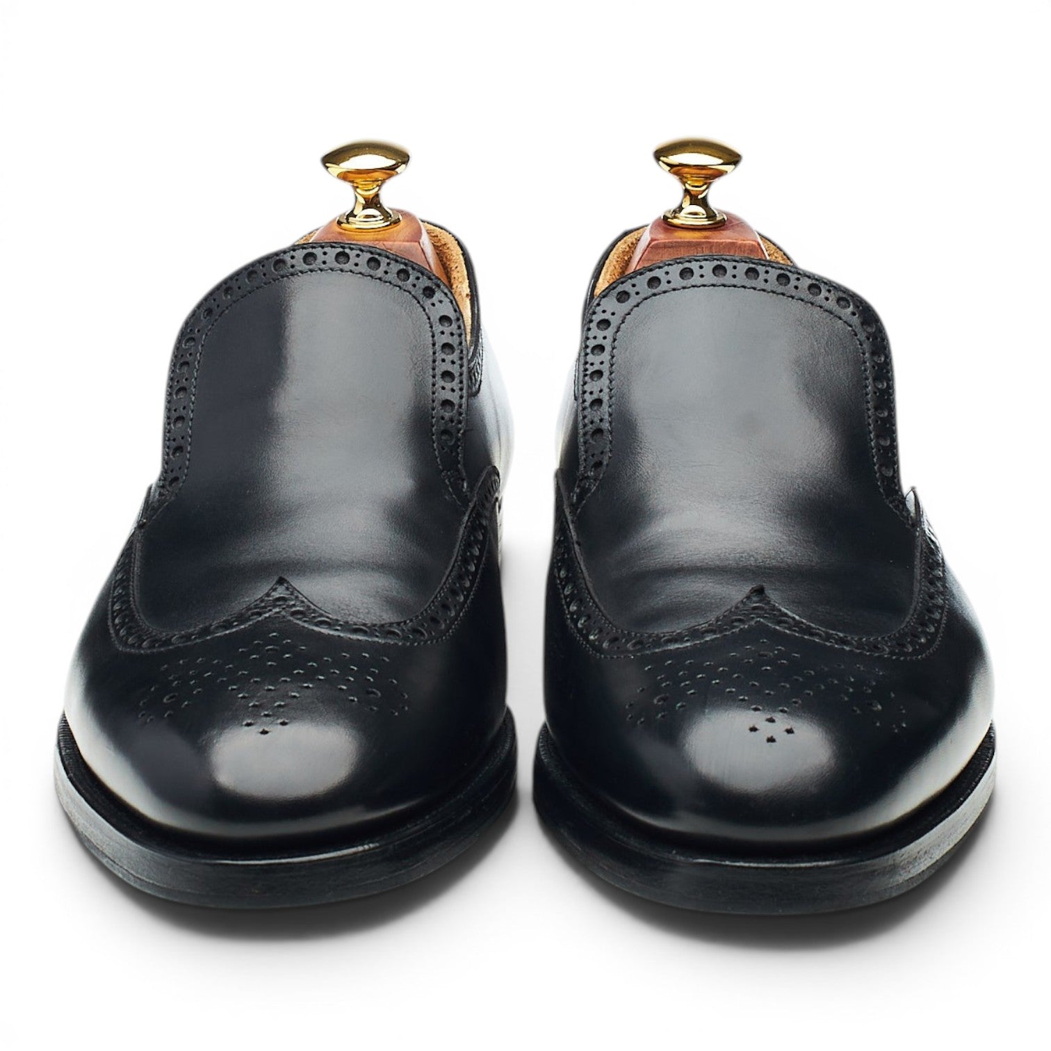 New & Lingwood Mocassins Brogue Cuir Noir 9.5