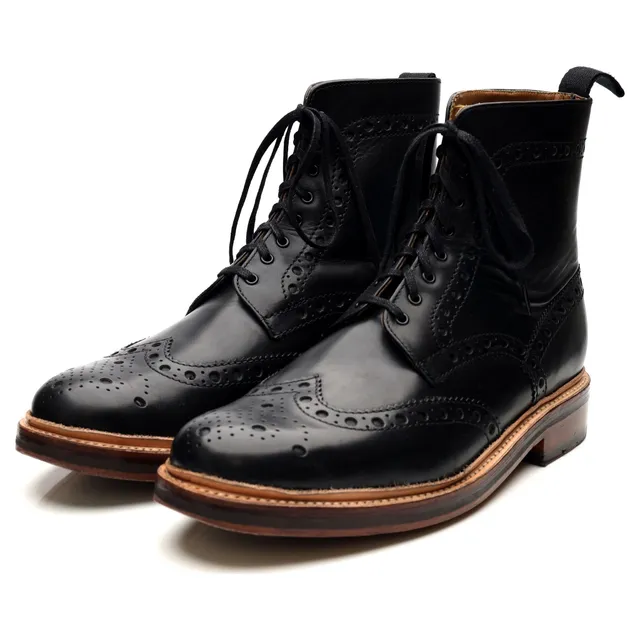 Grenson Fred boots brogues cuir noir UK 9.5